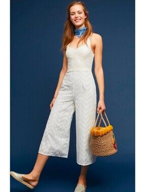 ett:twa by Anthropologie Alice White Eyelet Sleeveless Tank Jumpsuit Size 10